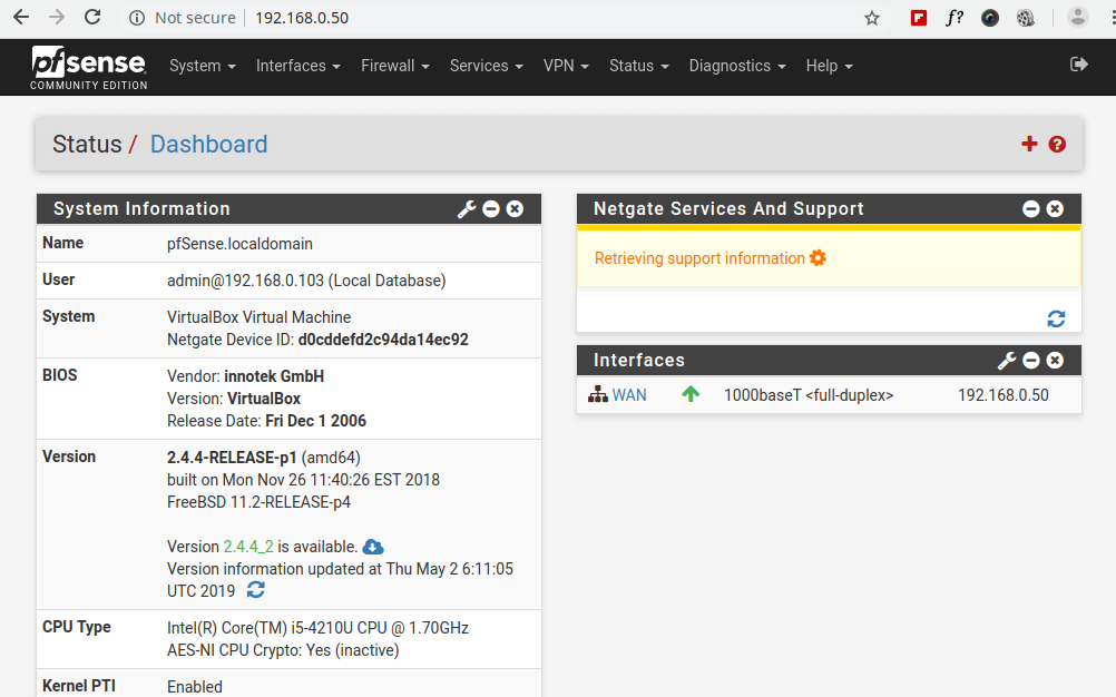 pfSense Dashboard