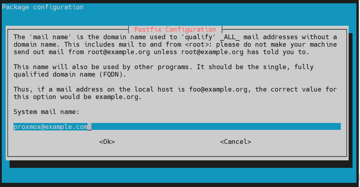 Postfix System Mail Name