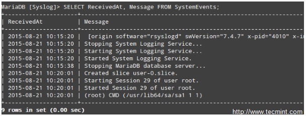 Query Logs in Database