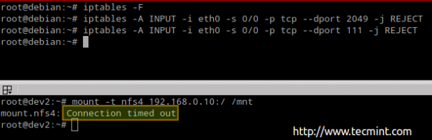 Block NFS Port in Linux Firewall