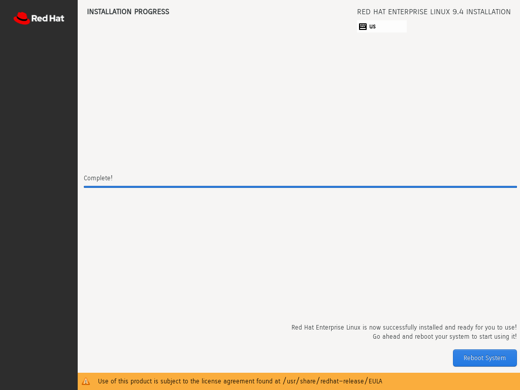 RHEL Installation Completes