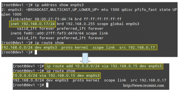 Route Network in Linux