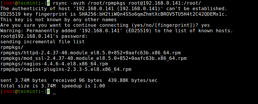 Rsync Directory Remote System