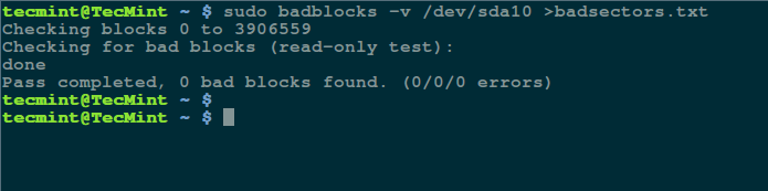 Scan Hard Disk Bad Sectors in Linux