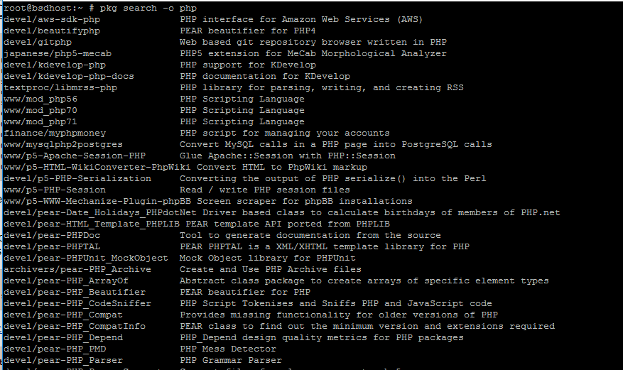 Search PHP Versions in FreeBSD