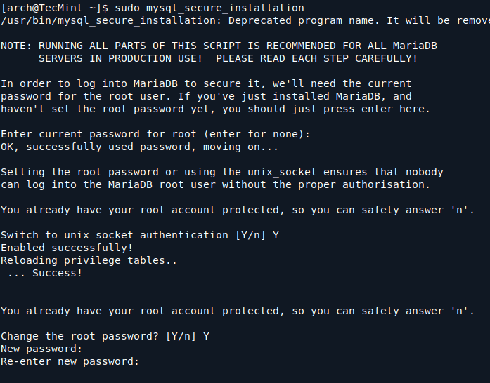 Secure MySQL in Arch Linux