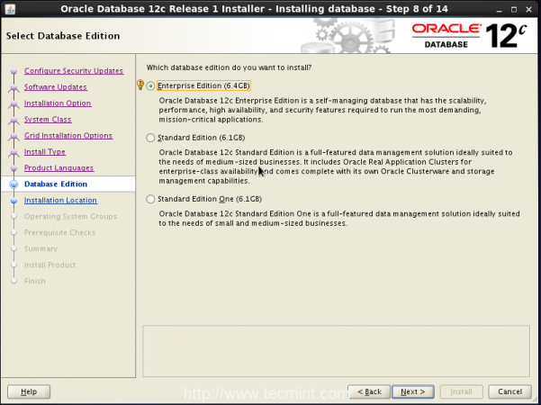 Select Oracle Database Edition