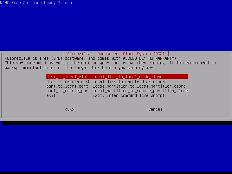 Select Disk to Local Disk Cloning