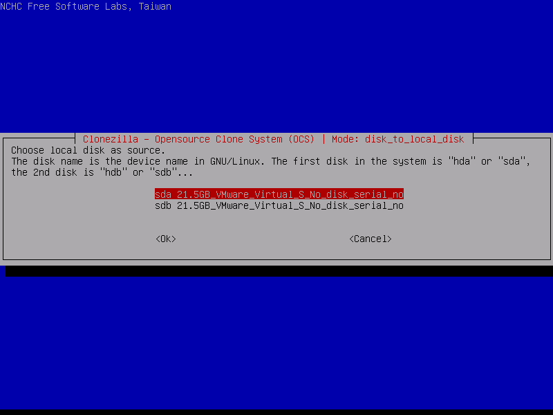 Select Linux Disk to Clone