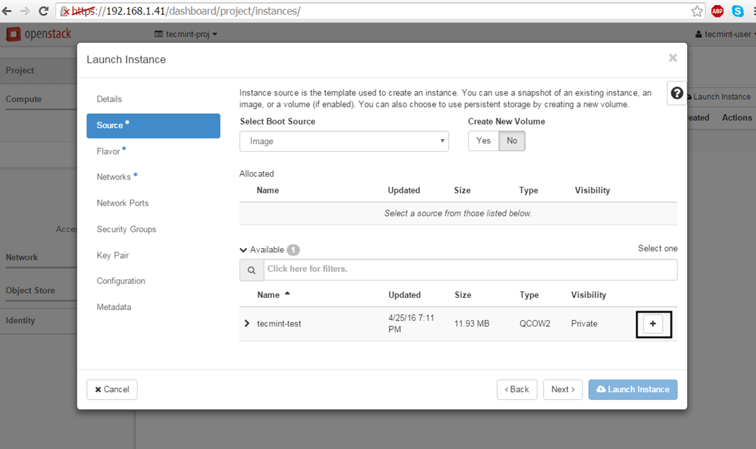 Select-OpenStack Instance Boot Source