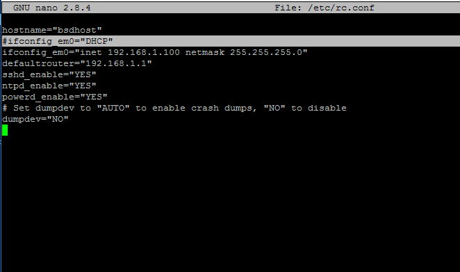 Set FreeBSD Static IP Address