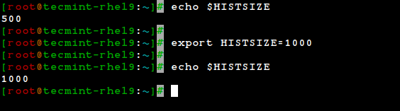 Set History Command Size