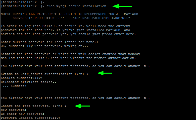 Set MariaDB Root Password