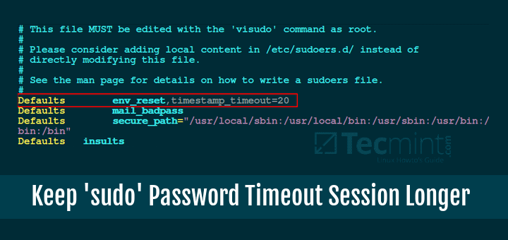 Set Sudo Password Timeout Linux