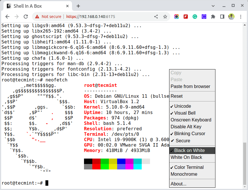 Shellinabox Options and Usage