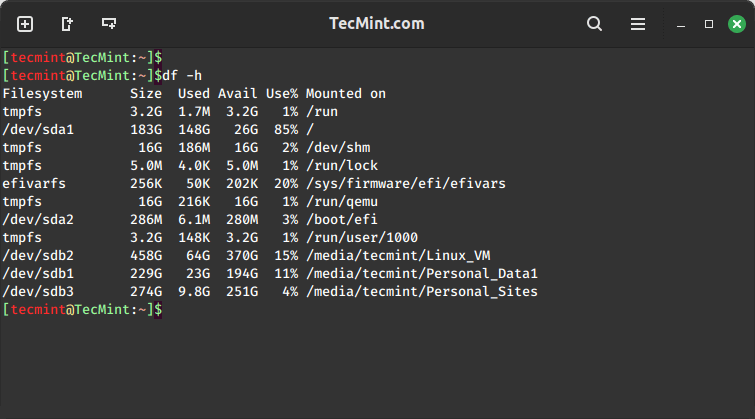 Show Linux Disk Usage