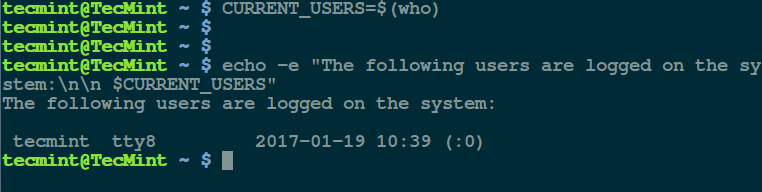 Shows Current Logged Users in Linux