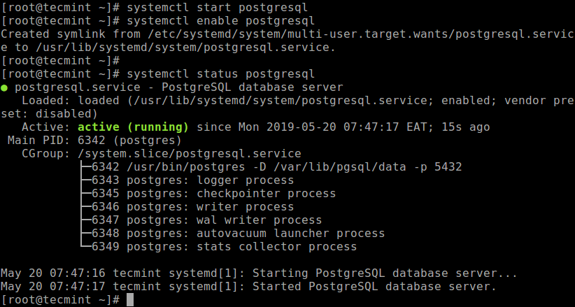 Verify Postgres Status