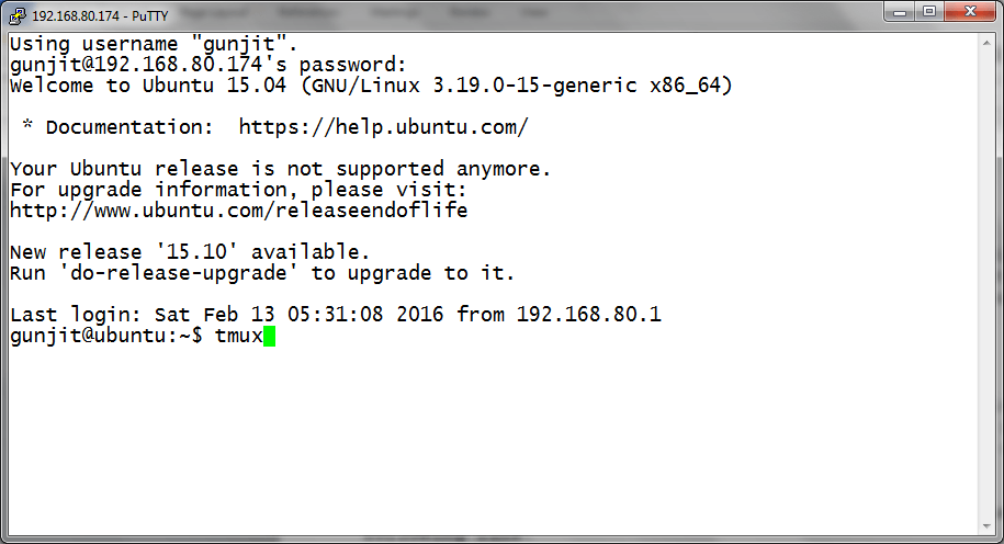 Start tmux Terminal Session