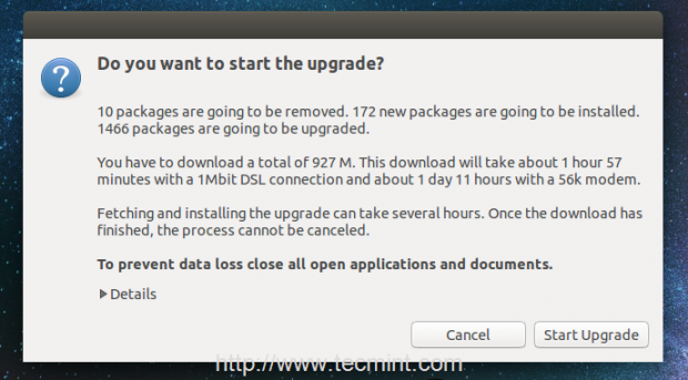 Start Ubuntu Upgrade