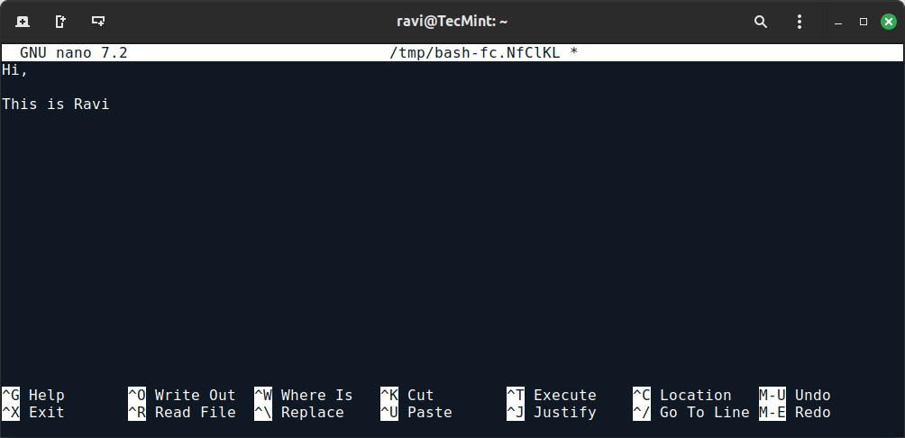 Start Text Editor in Terminal