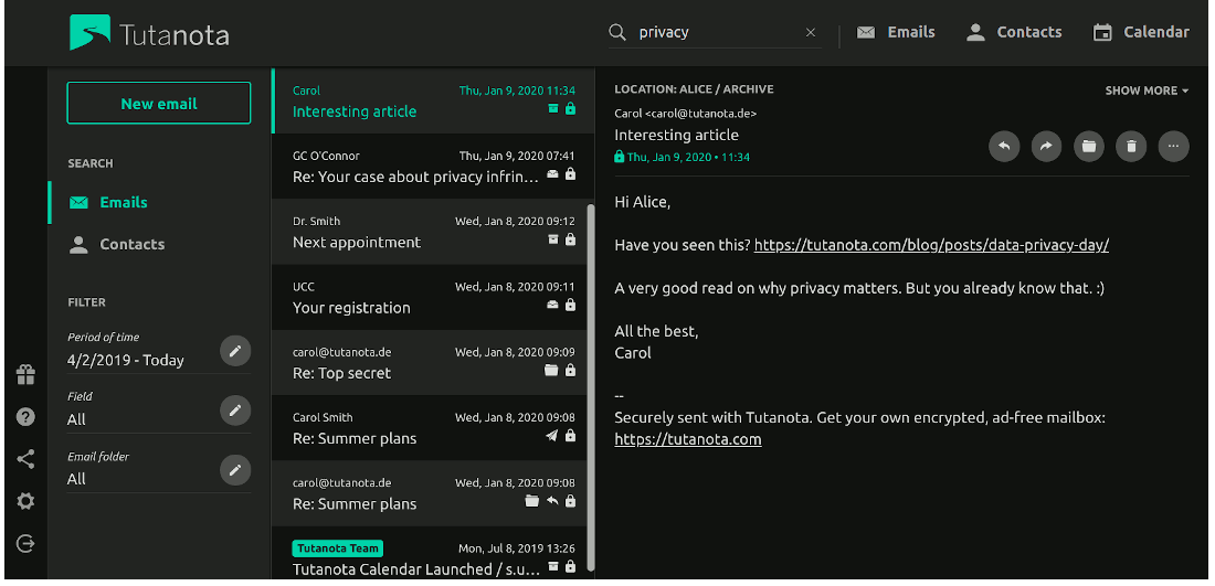 Tutanota Secure Email for Linux