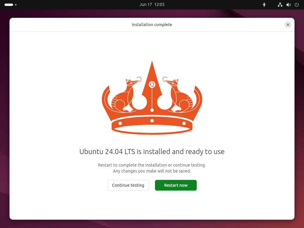 Ubuntu Installation Finishes