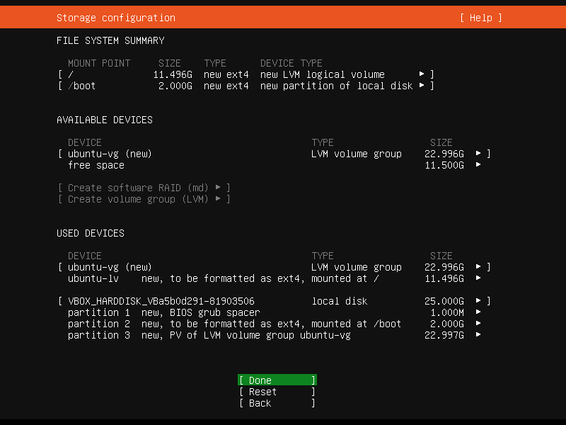 Ubuntu Server Partitions