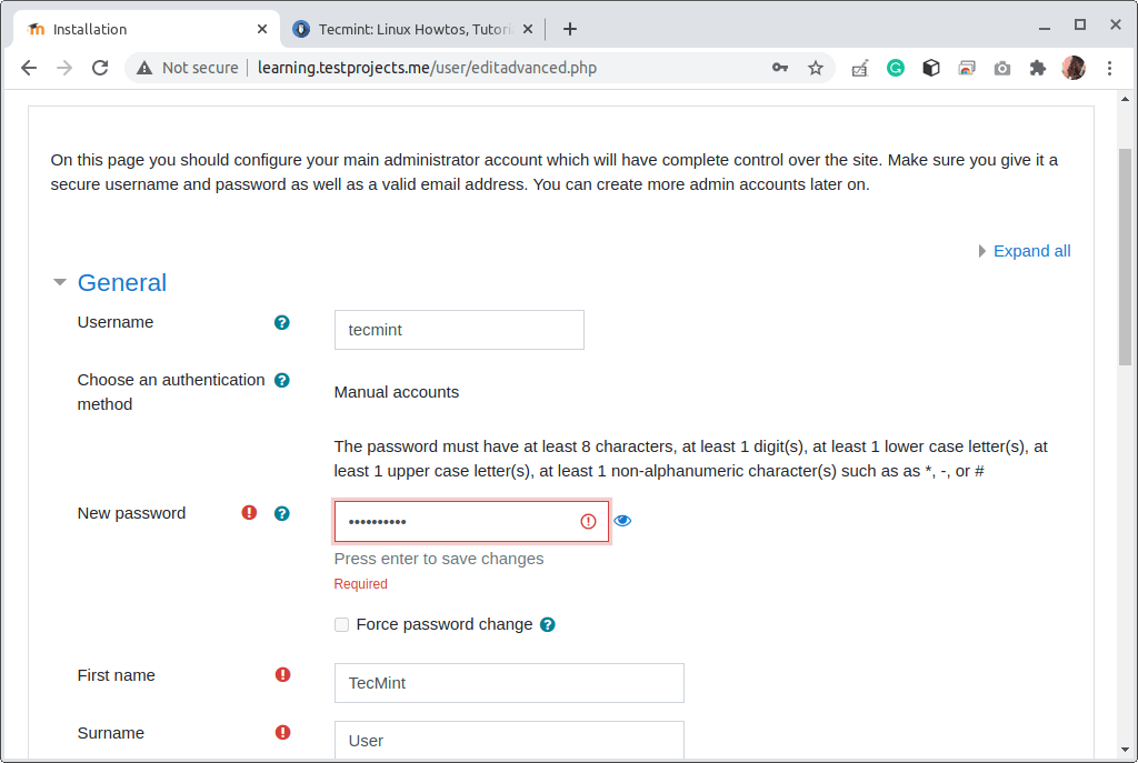 Moodle Site Details