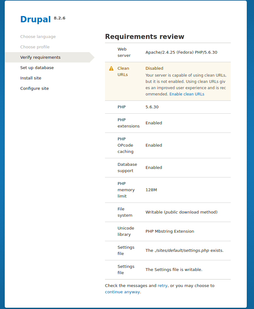 Verify Drupal Requirements