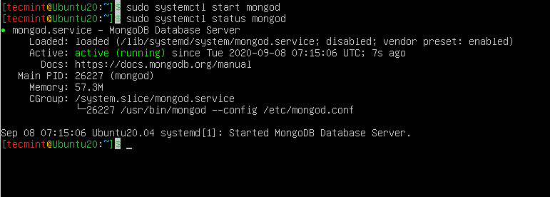 Verify Mongodb Status