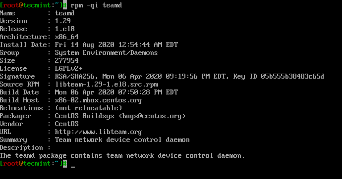 Verify Teamd in CentOS