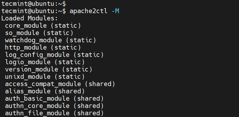 View Apache Modules