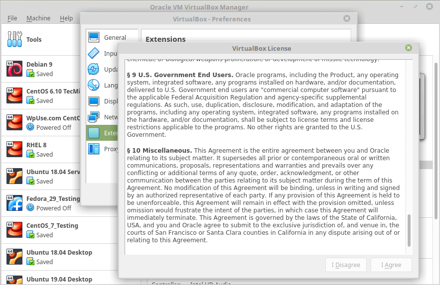 Virtualbox License Agreement