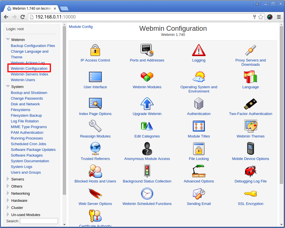 Webmin Configuration