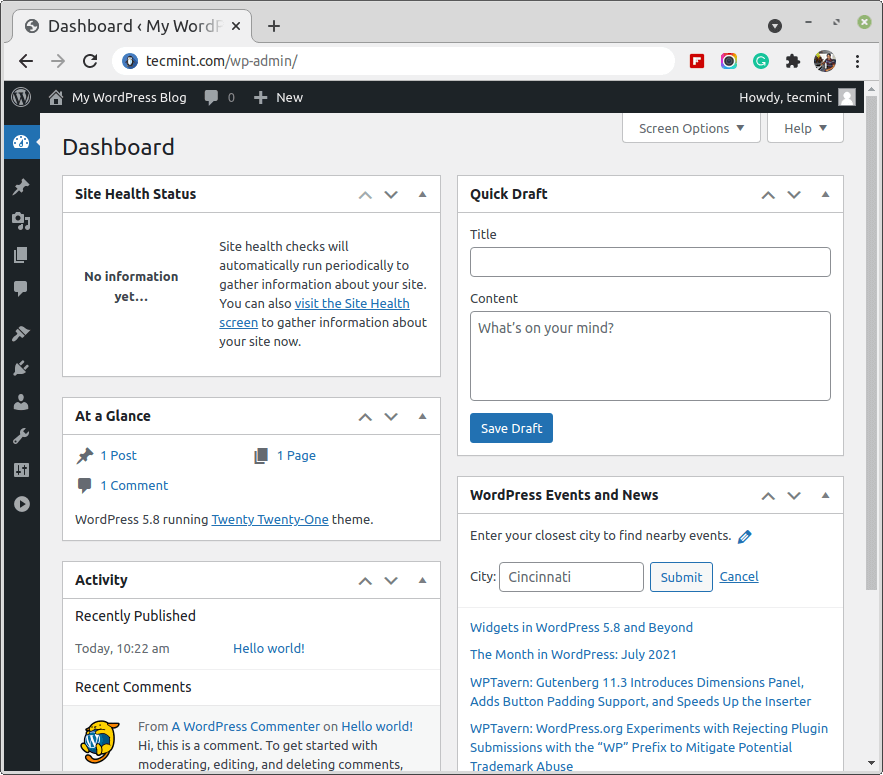 WordPress Dashboard