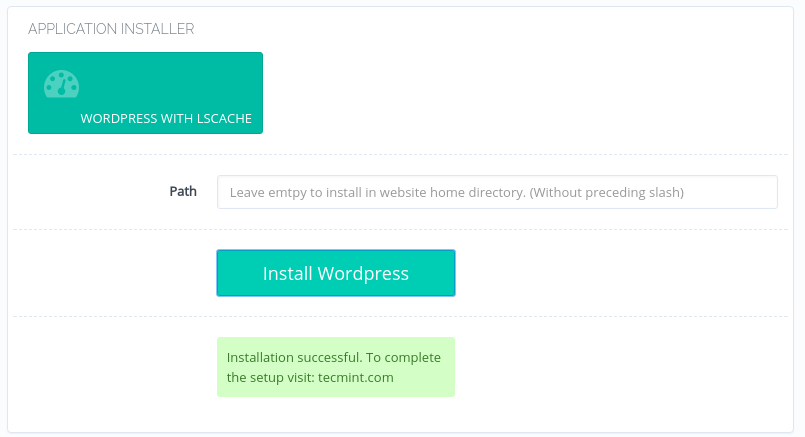 WordPress Installation Completed