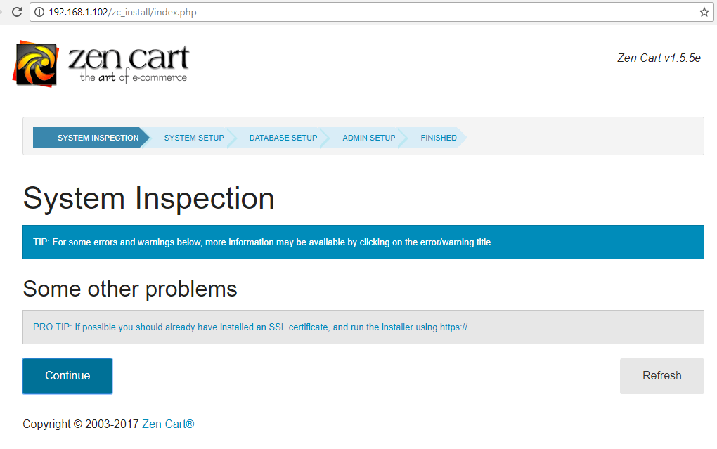 ZenCart System Check
