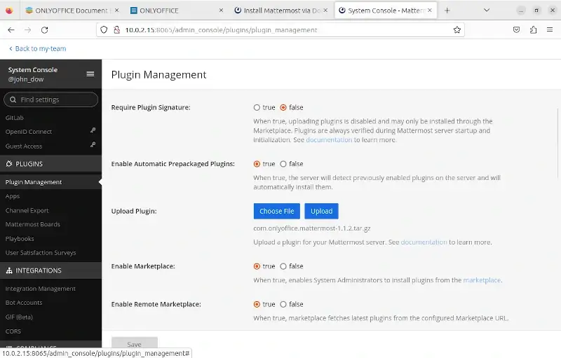 OnlyOffice Plugin Management