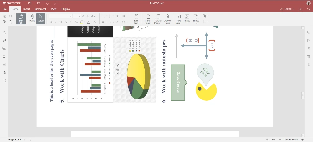 Page Rotation in ONLYOFFICE PDF Editor 