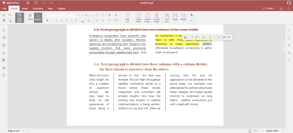 Text Editing in ONLYOFFICE PDF Editor 